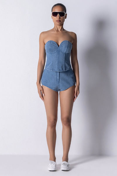 Blue denim shorts