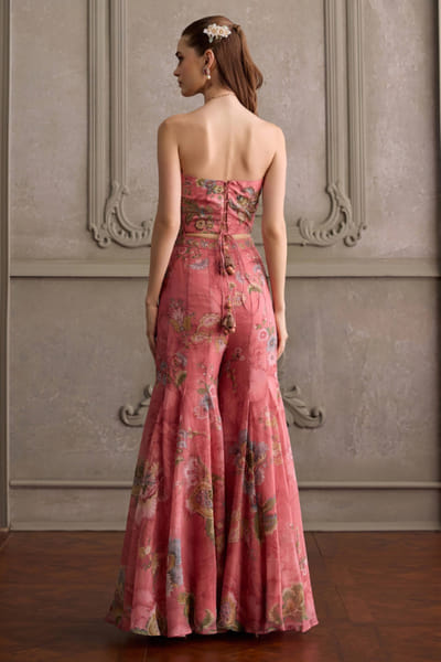 Kalista Baby pink print embroidered sharara set KALIJUL26D150684
