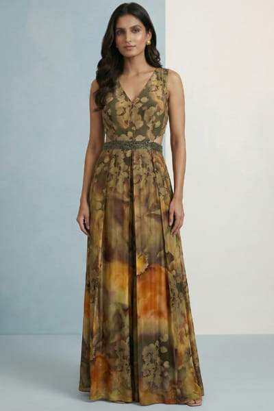 Kalista Olive multicolour floral jumpsuit KALIAPR26D142806