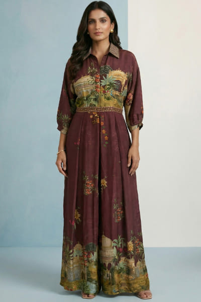 Kalista Dark brown printed jumpsuit KALIAPR26D142800