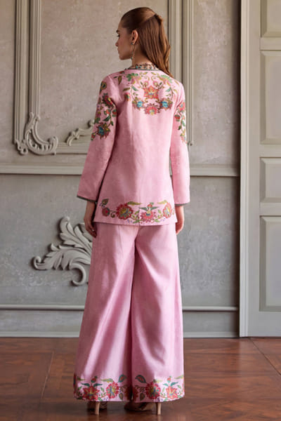 Kalista Pink floral embroidered co-ord set KALIJUL26D150692