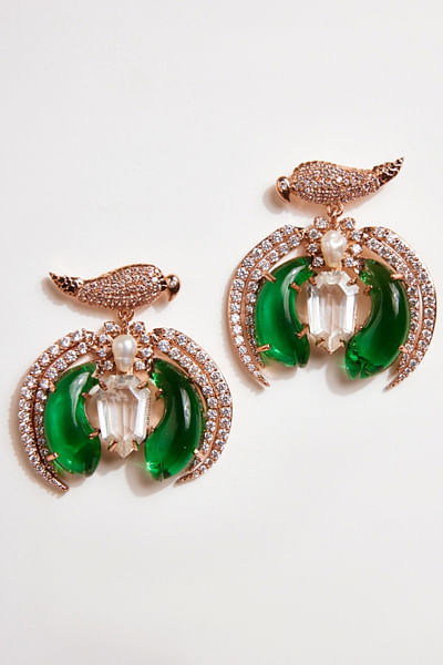 Green cubic zirconia earrings