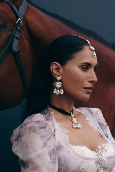 Rose gold leopard motif drop earrings