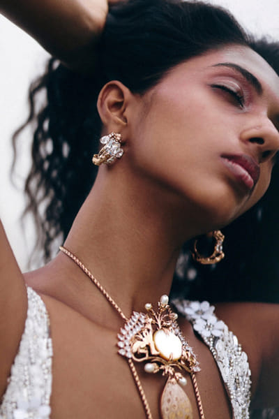 Rose gold studded hoop earrings