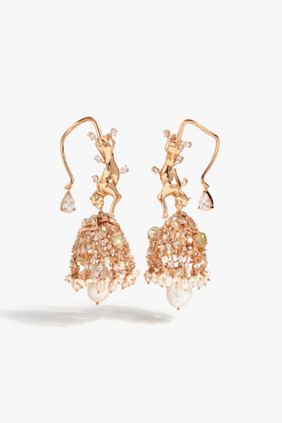 Rose gold zircon jhumki earrings