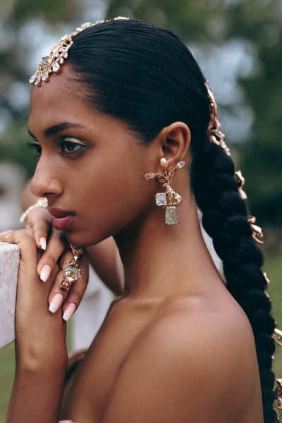 Rose gold prehnite stone earrings