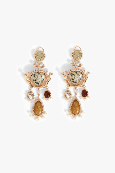 Rose gold stone studded earrings