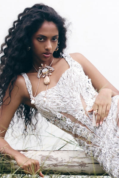 Rose gold baroque pearl necklace