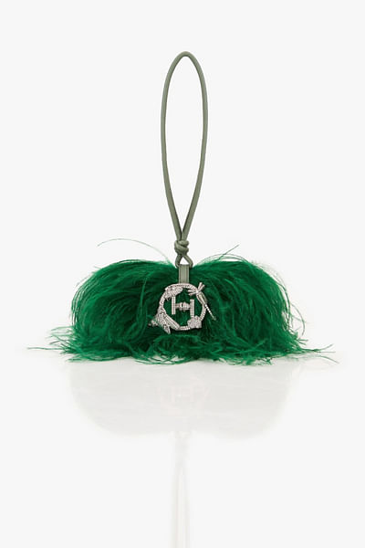 Amazon green feathered midi bag