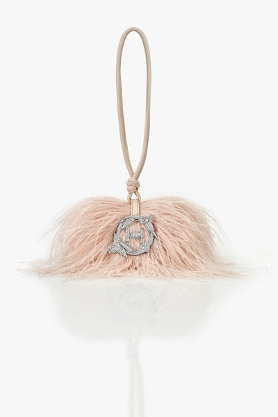 Amazon green feathered midi bag