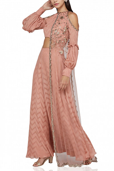 Pastel pink embroidered gown