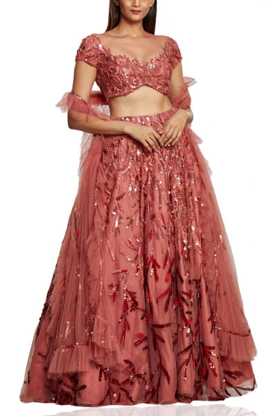 Dawn rose lehenga set
