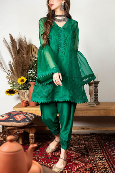 Emerald oversized kurta and salwar set