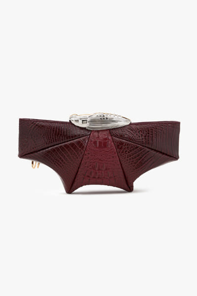 Outhouse Silver and crimson sculpted clutch OUTHJUN26D246648