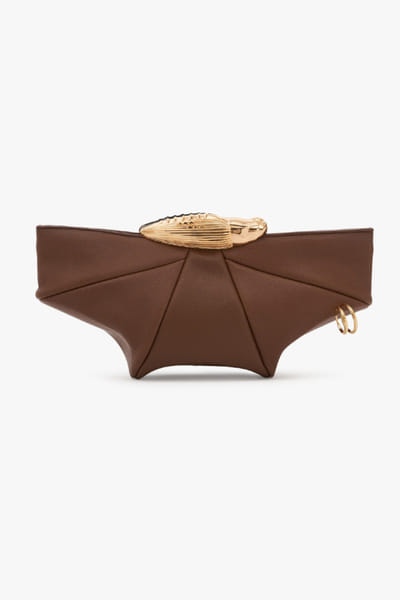 Outhouse Mocha brown and gold sculpted clutch OUTHJUN26D246649