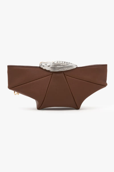 Outhouse Mocha brown and gold sculpted clutch OUTHJUN26D246649