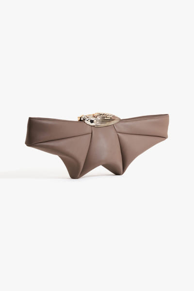 Outhouse Taupe and silver sculpted clutch OUTHJUN26D246652