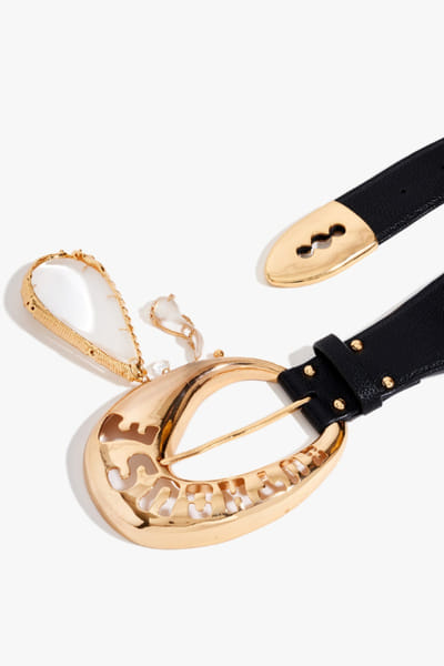 Outhouse Gold and black sculpted belt OUTHJUN26D246641