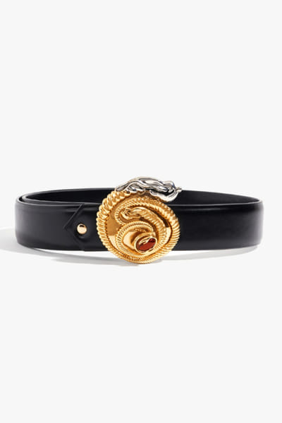 Outhouse Gold and black zircon embellished belt OUTHJUN26D246642