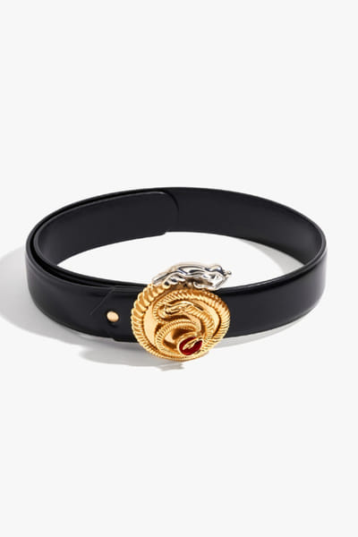 Outhouse Gold and black zircon embellished belt OUTHJUN26D246642