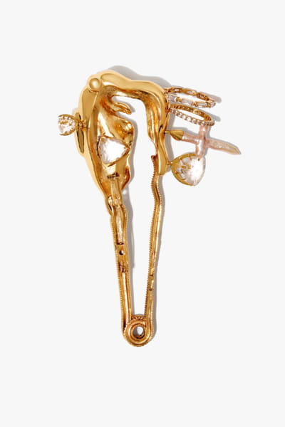 Outhouse Gold pearl crystal embellished brooch OUTHJUN26D146292