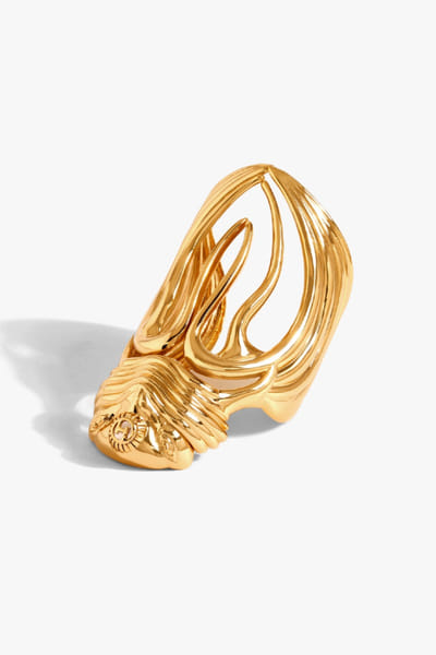 Outhouse Gold sculpted statement handcuff OUTHJUN26D146295