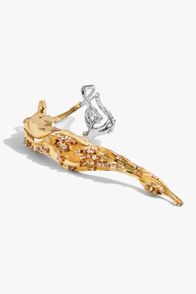 Outhouse Gold and silver pearl embellished lapel collar OUTHJUN26D146296
