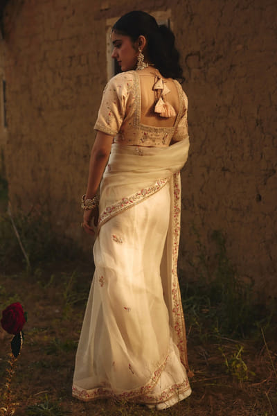 Rashika Mittal Ivory floral embroidered blouse RASHJUN26D146598