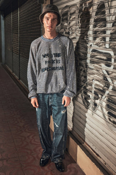 Dark grey crystal sweatshirt and jeans