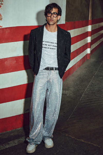 Black cropped jacket set