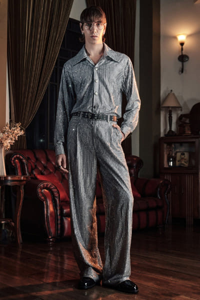 Blue and white stripe shirt and trouser