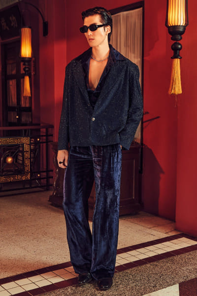 Midnight blue velvet co-ord set