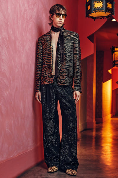 Black and gold printed jacket set