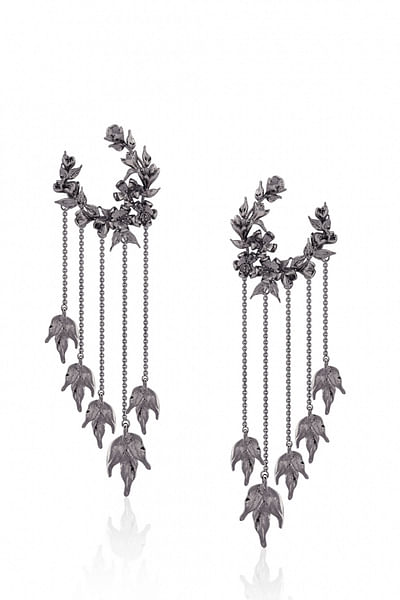 Gunmetal tassel earrings