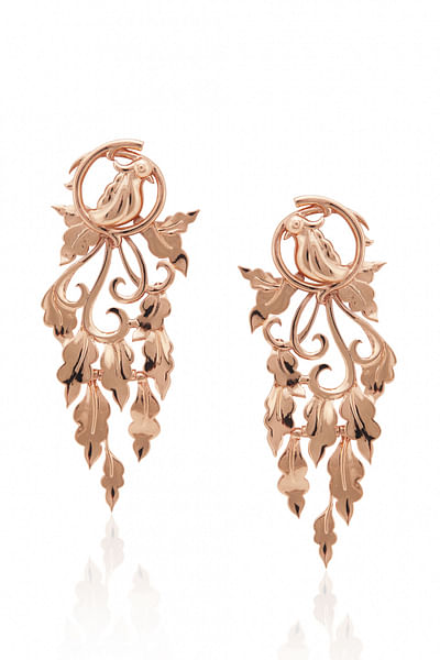Rose gold birds earrings