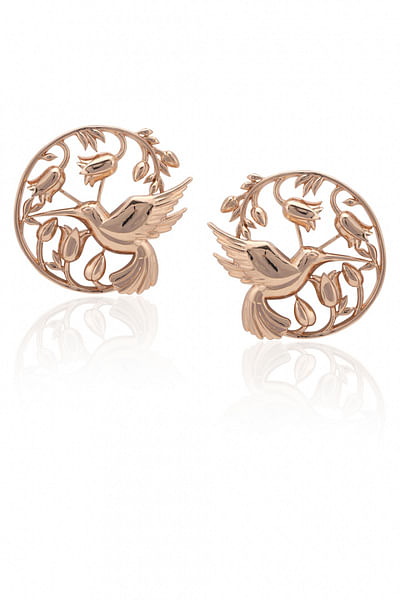 Rose gold flora and fauna stud earrings
