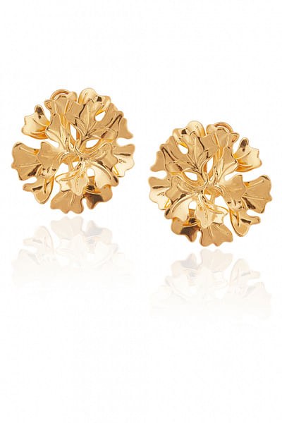 Gold floral stud earrings