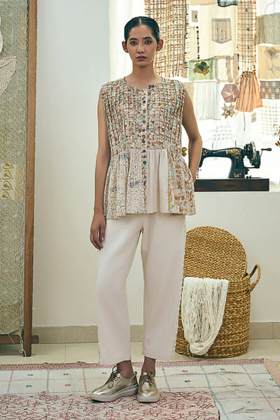 Meld studio White kala cotton trousers MELDAUG26D252726