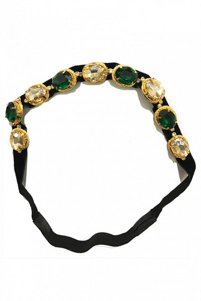 Emerald and gold stone headband