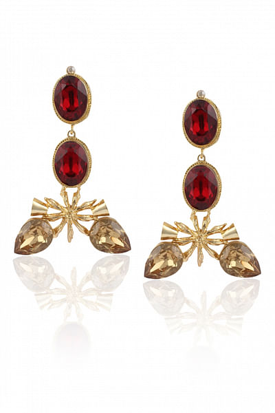Gold-plated, multi stone earrings