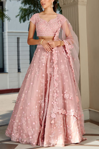 Lavender embroidered lehenga set