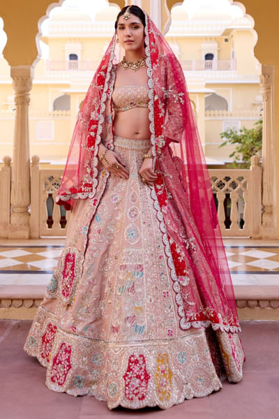 Caramel taupe embroidered lehenga set