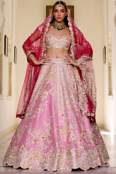 Rosaline pink hand embroidered lehenga set