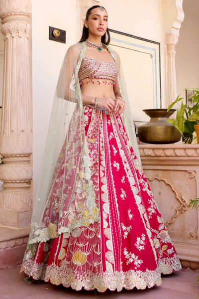 Ruby hand embroidered lehenga set