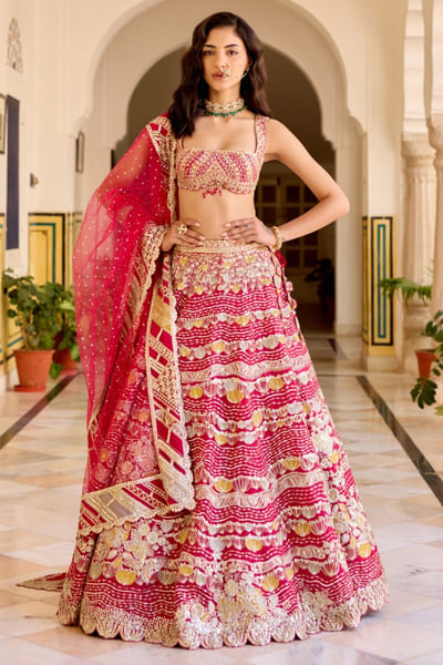 Ruby applique embroidered lehenga set