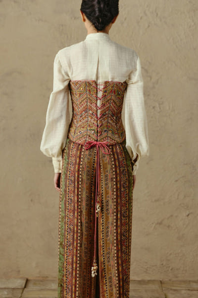 OTT By Tarun Tahiliani Multicolour rabari hand embroidered corset OTTBJUN26D147393