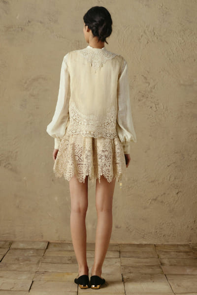 OTT By Tarun Tahiliani Ivory lace embroidered jacket OTTBJUN26D147378
