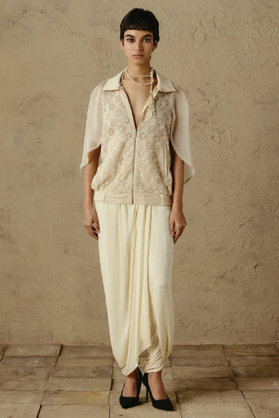OTT By Tarun Tahiliani Ivory embroidered jacket OTTBJUN26D147377