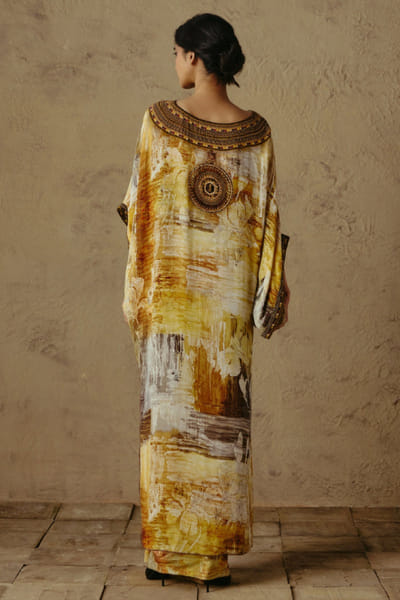 OTT By Tarun Tahiliani Yellow handpainted print asymmetric top OTTBJUN26D247428