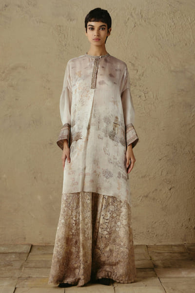 OTT By Tarun Tahiliani Ivory handpainted pichwai tunic OTTBJUN26D147363